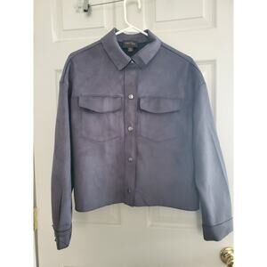 Truth By Republic Faux Suede Jacket Women Collared Grey/ small Petite